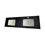 Vanity Top - 1500mm Black Sintered Stone Top with Double basin
